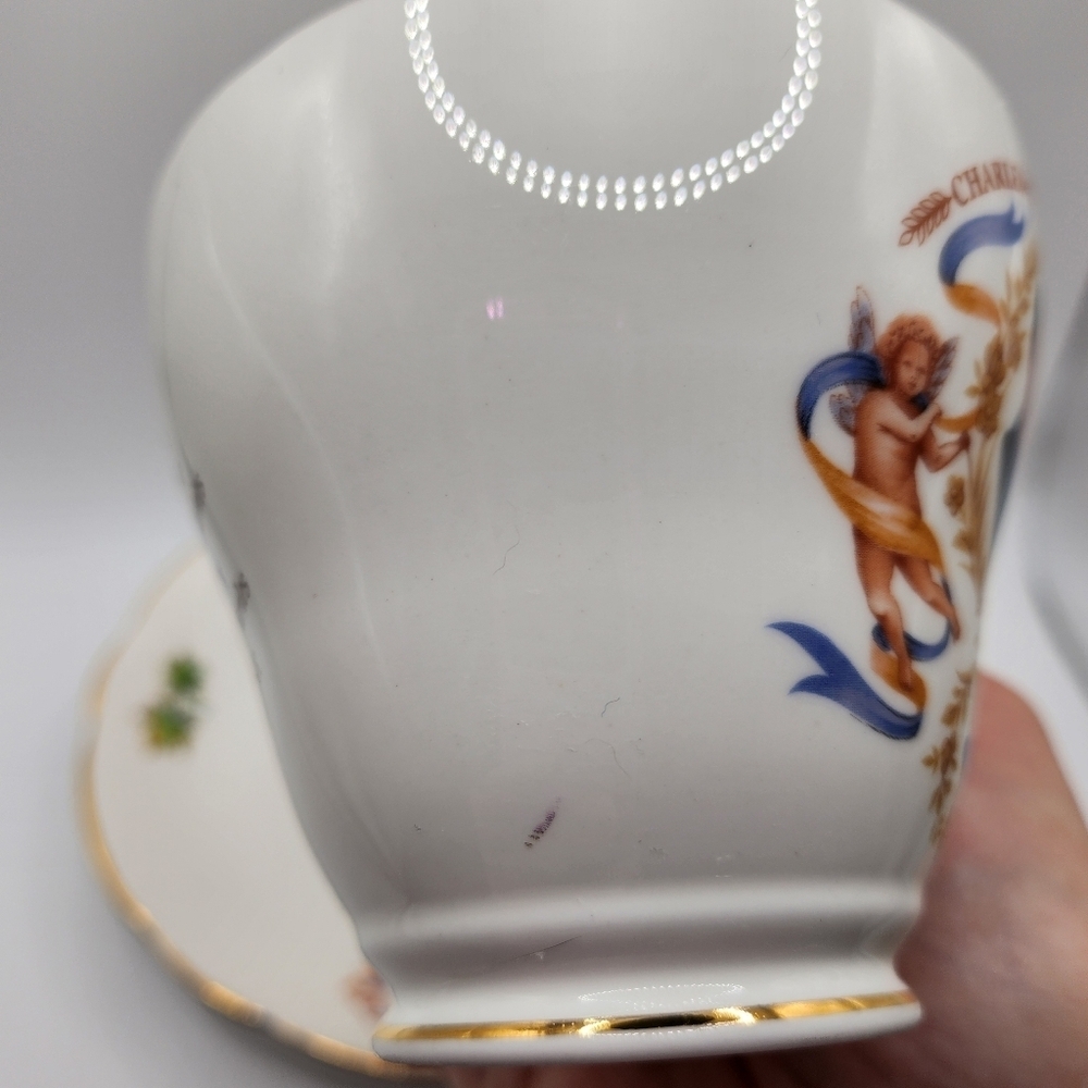 Prince Charles Lady Diana Bone China Teacup & Saucer 1983 Universary Games - Picture 13 of 14